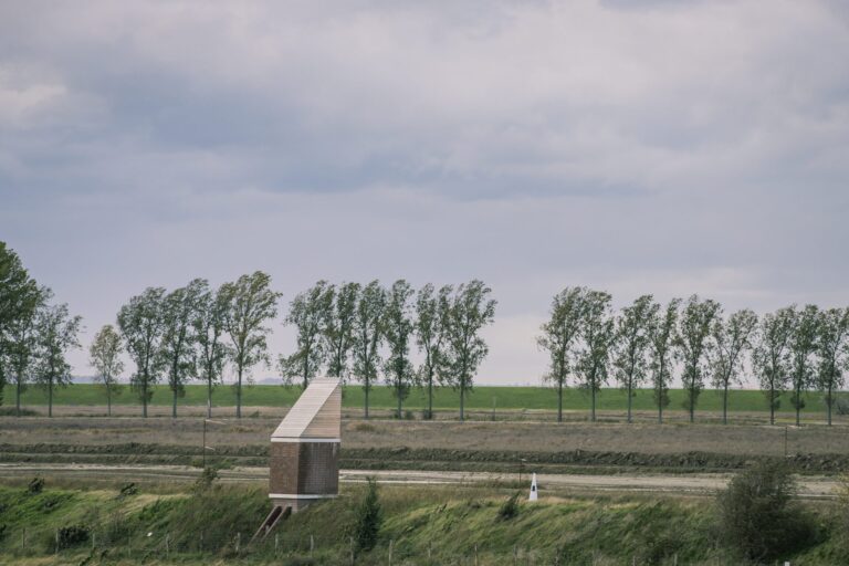 Vleermuistoren in een groen landschap