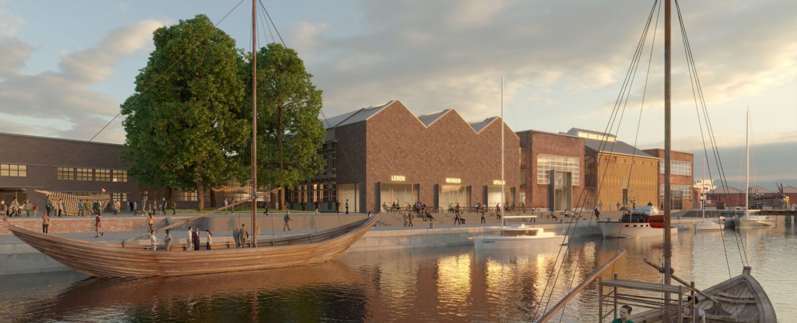 Een zicht van het belevingscentrum van Havenwereld.
